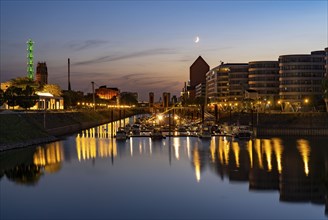 The inner harbour, Duisburg, Tower of the North Rhine-Westphalia State Archives, Stadtwerketurm,