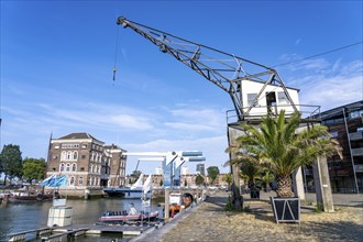 Historic Poortgebouw, with drawbridge, Rotterdam Marina, pleasure craft harbour, sailing boats,