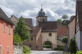 Medieval gateway, behind the Protestant parish church, Betzenstein, Upper Franconia, Bavaria,