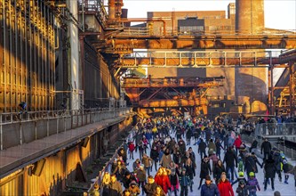 Ice rink at the Zollverein coking plant, Zollverein World Heritage Site, Essen, Germany, Europe