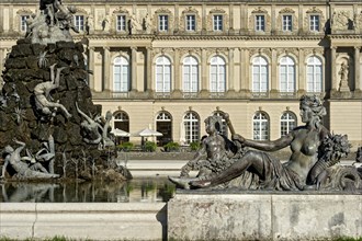 Mythological female figure at the edge of the Fama Fountain, Fama Fountain, fountain, fountain,