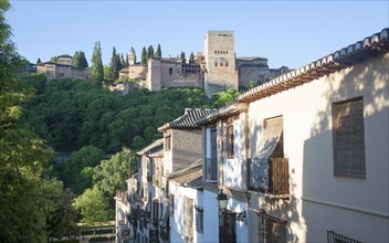 View from the Albaicin district, Granada, Spain over to the Alhambra