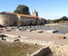 Excavated Roman town of Turobrigo and Ermita de San Mames at Aroche, Sierra de Aracena, Huelva