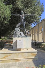 Enea sculpture by Ugo Attardi in Lower Barrakka Gardens, Valletta, Malta, Europe