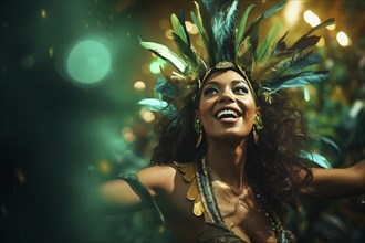 Captivating image capturing the essence of the Rio Carnival, showcasing a dancer adorned in an