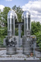 New STEAG district heating pipeline in Essen, over the railway tracks of the S6 line in Essen-Süd,