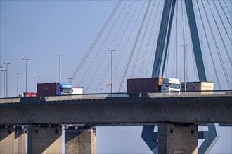 The Köhlbrand Bridge in the port of Hamburg, spans the 325 m wide Köhlbrand, an arm of the