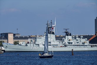 Museum ship, frigate Peder Skram, at the Copenhagen Naval Station on Nyholm, Copenhagen, Denmark,