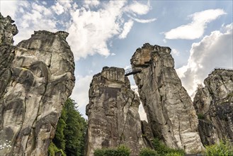 The Externsteine, a sandstone rock formation, in the Teutoburg Forest, near Horn-Bad Meinberg,