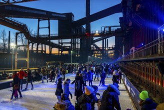 Ice rink at the Zollverein coking plant, Zollverein World Heritage Site, Essen, Germany, Europe