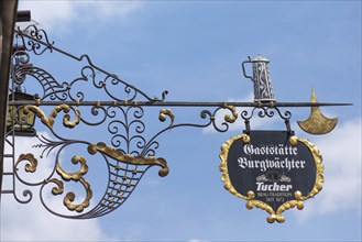 Nose sign of the restaurant Zum Burgwächter, Nuremberg, Middle Franconia, Bavaria, Germany, Europe