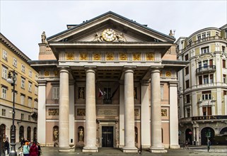 Old stock exchange, by Antonio Molari, 1806, Piazza della Borsa, Trieste, harbour town on the