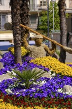 Flower arrangements, flower beds on the Passer promenade, Merano, South Tyrol, Italy, Europe