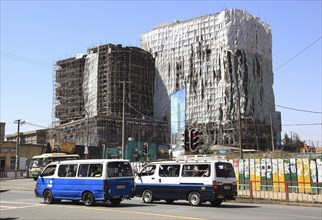 Addis Ababa, in the city centre, construction of high-rise buildings, Ethiopia, Africa