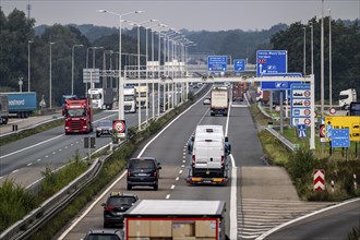 The border crossing Straelen, between Germany and the Netherlands, motorway A40 and A67 in NL, view