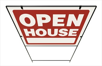 Open house real estate yard sign isolated on a white background