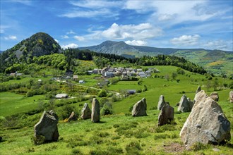 Megalithic Land Art Installation Near Borée Village in the Ardeche Mountains. Monts d'Ardeche