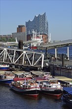 Germany, Hamburg, harbour, St. Pauli Landungsbrücken, Elbphilharmonie, Europe