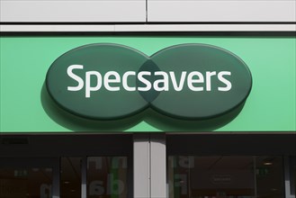 Close up Specsavers opticians shop Ipswich, Suffolk, England, UK