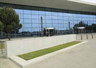 International airport terminal building exterior, Gibraltar, southern Europe, Europe