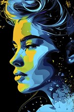 AI generated abstract portrait in vector art foundation watercolor textures with overlapping