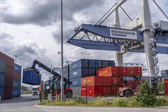 Container terminal at the Rhine harbour Krefeld, inland port, 4th largest public port in North