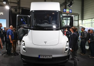 Tesla Semi electric truck at the Tesla stand at the IAA Transportation trade fair, Hanover,