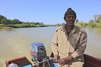 Ahamra region, boat trip to the falls of the Blue Nile, in the highlands of Abyssinia, Blue Nile,