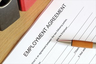 Blank form of an employment contract in English