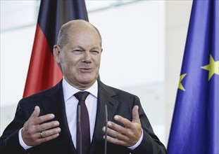 Olaf Scholz, Federal Chancellor, during a press conference in Berlin, 28 August 2024