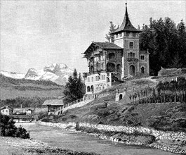 Villa Planta in St. Moritz in Switzerland in 1889, historical, digital reproduction of an original