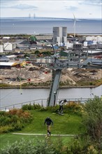 CopenHill, waste incineration plant and artificial ski slope, skiing with a view of the Øresund, 90