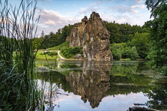 The Externsteine, a sandstone rock formation, Wiembecketeich, in the Teutoburg Forest, near