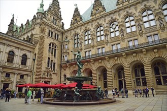 Europe, Germany, Hamburg, City Hall, inner courtyard, the Hygieia Fountain is located in the inner