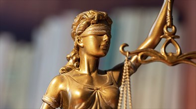 Close-up of a Justitia as a symbol of court judgements, jurisdiction, justice, etc