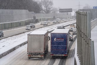 A40 motorway, onset of winter, lots of fresh snow and daytime temperatures below minus 5 degrees,