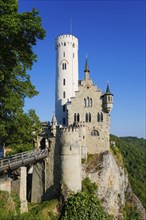 Lichtenstein Castle, fairytale castle of Württemberg, historicist building, landmark of the Swabian