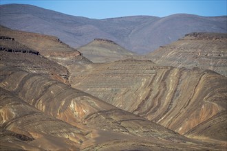 Colourful mountains, layered landscape, Gorges du Dades, Dades Gorge, Taboulmante, Morocco, Africa