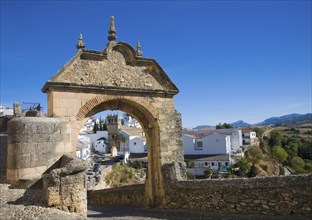 Puerta de Felipe V historic city gateway into the old city, Ronda, Spain, Europe