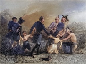 General Wool saves a Mexican family from the Indians, John Ellis Wool, 1784-1869, Officer in the