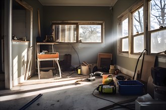 Interior of a house under renovation, AI generated