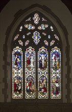 Stained glass window church of Saint John, Saxmundham, Suffolk, England, UK by Lavers, Barrand and