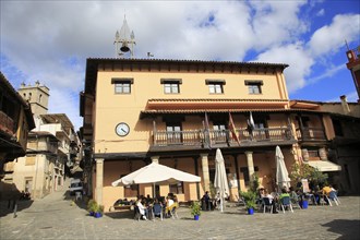 Traditional architecture town hall Ayuntamiento, Garganta la Olla, La Vera, Extremadura, Spain,