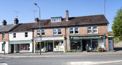 Shops in historic buildings in the village of Pewsey, Wiltshire, England, United Kingdom, Europe