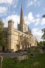 St John the Baptist church with spire, Burford, Oxfordshire, England, UK