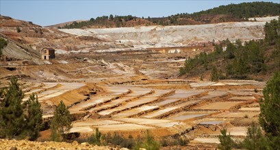 Lunar like despoiled landscape from opencast mineral extraction in the Minas de Riotinto mining