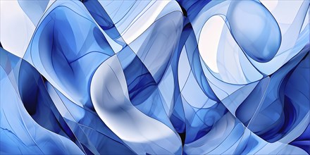 AI generated digital art canvas that comes alive with a fusion of geometric shapes in blue color