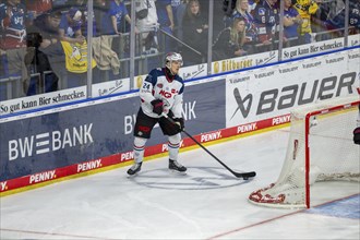 10.03.2024: Marcus Weber (24, Nuremberg Ice Tigers) in an away game at Adler Mannheim in the