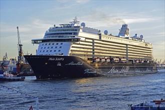 Europe, Germany, Hamburg, Elbe, passenger ship, Mein Schiff 6, arriving, left floating dock,