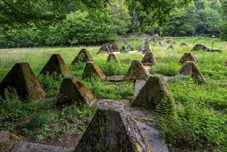 Remains of the Westwall across the Grölisbach, near Roetgen, 100 metre long anti-tank barrier